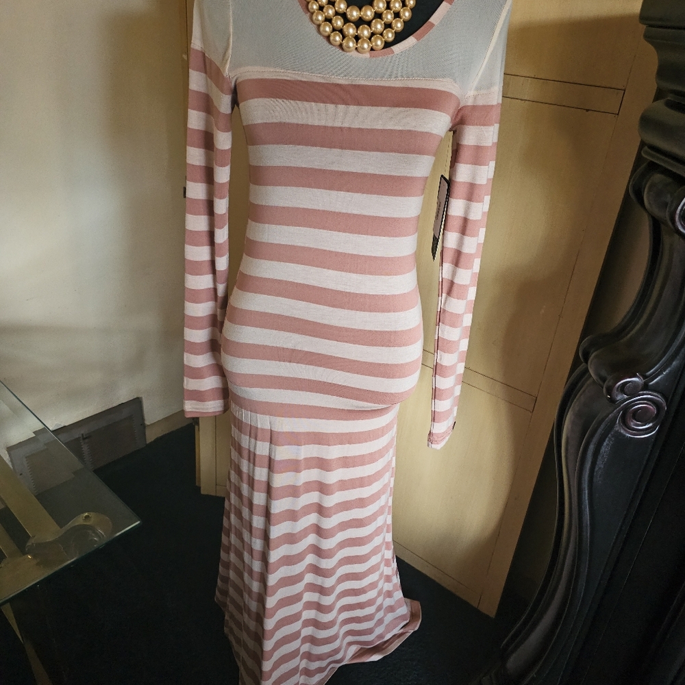 Striped Pink and White Maxi Dress